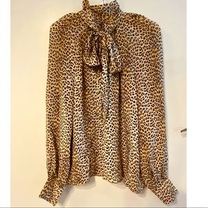 NWOT Women’s Ramy Brook Animal Print Silk Blouse